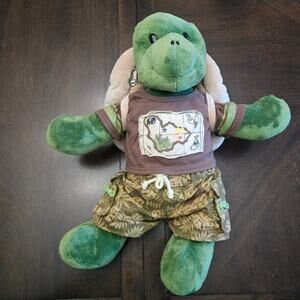 Build-A-Bear Trekkin’ Green Turtle 17” Plush Stuffed Animal Outfit Zip Shell Bag